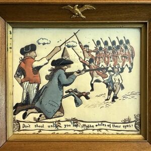 Vintage Cottage Craft Fabric Sculpture Revolutionary War Bunker Hill Scene 1960s